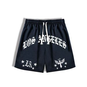 Summer Men's Loose Fit Casual Shorts Letter Graphic Printed Drawstring Waist Shorts Gym Training Jogging Casual Shorts