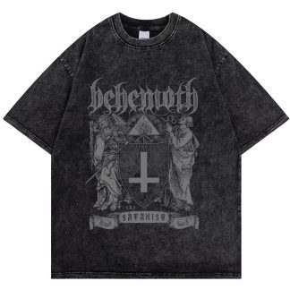 Mens Washed T Shirt Hip Hop Gothic Graphic t shirts Summer Short Sleeve Cotton Sports Shirts Unisex Streetwear